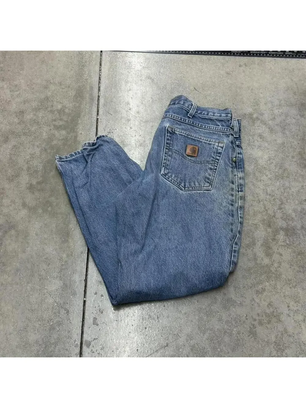 vintage carhartt faded blue relaxed baggy fit jeans size 34 x 30